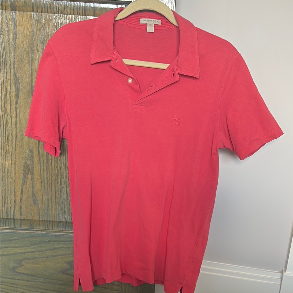 Burberry Red Polo Shirt with Classic Collar and Short Sleeves